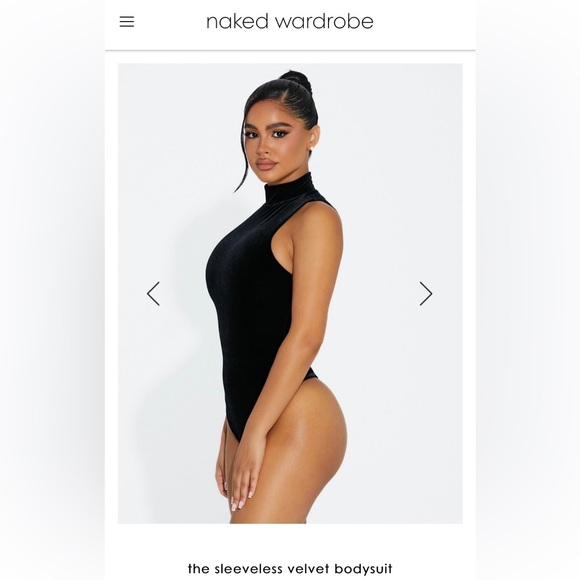 Naked Wardrobe blk sleeveless velvet bodysuit - Picture 2 of 3